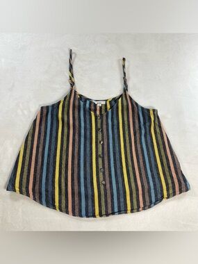 Mine by Buckle Multicolor Striped Button Front Flowy Camisole Tank Top Small